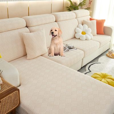 Bomeiqee 2024 New Universal Sofa Cushion Covers Washable 360 Couch Covers Waterproof Magic Sofa Covers for 1/2/3 Sectional Sofa Dog Pet Friendly Furniture Protector (Yellow, Large seat Cover)