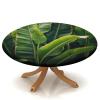 Banana Leaf Green Print Round Elastic Edged Tablecloth, Waterproof Wipeable Table Cover, for Parties Kitchen Dinning and Outdoor Fit for 48" Table view 1