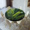 Banana Leaf Green Print Round Elastic Edged Tablecloth, Waterproof Wipeable Table Cover, for Parties Kitchen Dinning and Outdoor Fit for 48" Table view 2
