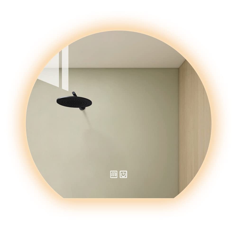 32inch Half Circle Bathroom Mirror with Led Light, Wall-Mounted Backlit Illuminated Mirror, Anti-Fog Dimmable Lighted Bathroom Vanity Mirror (Size : 35inch/90cm)