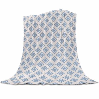 Abstract Art Super Soft Cozy Flannel Fleece Blanket- Blue Abstract Geometric Vintage Pattern Lightweight Comfy Throw Blanket for Bed/Couch/Sofa/Camping 30 x 40 Inche