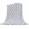 Abstract Art Super Soft Cozy Flannel Fleece Blanket- Blue Abstract Geometric Vintage Pattern Lightweight Comfy Throw Blanket for Bed/Couch/Sofa/Camping 30 x 40 Inche view 1