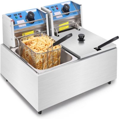 Electric Deep Fryer With Basket Stainless Steel 6 Liters 12 Liters Oil Fryers, Temperature Setting & Light Indicator With Adjustable Thermostat Control And Removable Frying Basket For Kitchen (Color