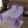 Erosebridal Ombre Girls King Quilt Set Gradient Dark Purple and Grey Bedspread Set Abstract Geometric Stripes Coverlet Set Aesthetics Silver White Wavy Line Bedding Set Purple Bedroom Decor view 1