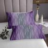 Erosebridal Ombre Girls King Quilt Set Gradient Dark Purple and Grey Bedspread Set Abstract Geometric Stripes Coverlet Set Aesthetics Silver White Wavy Line Bedding Set Purple Bedroom Decor view 3
