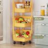 Kitchen Storage Rack Kitchen Corner Trolley Shelf Floor-to-Ceiling Multi-Layer Movable Household Trolley Multi-Functional Vegetable Basket Storage Shelf Rotating Storage Rack Kitchen, Large, Grey view 4