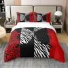 Leopard Print Butterfly 100% Nature Cotton Duvet Cover Full Black White Zebra Stripes Bedding Set for Kids Teens Adults Red Wild Animal Cheetah Skin Print Quilt Cover with 2 Pillowcases(No Comforter) view 1