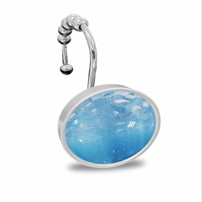Summer Shower Curtain Hooks, Ocean Blue Sea Waves Underwater 12PCS Shower Curtain Hooks Rings for Bathroom Stainless Steel Rust Resistant Shower Curtain Hangers