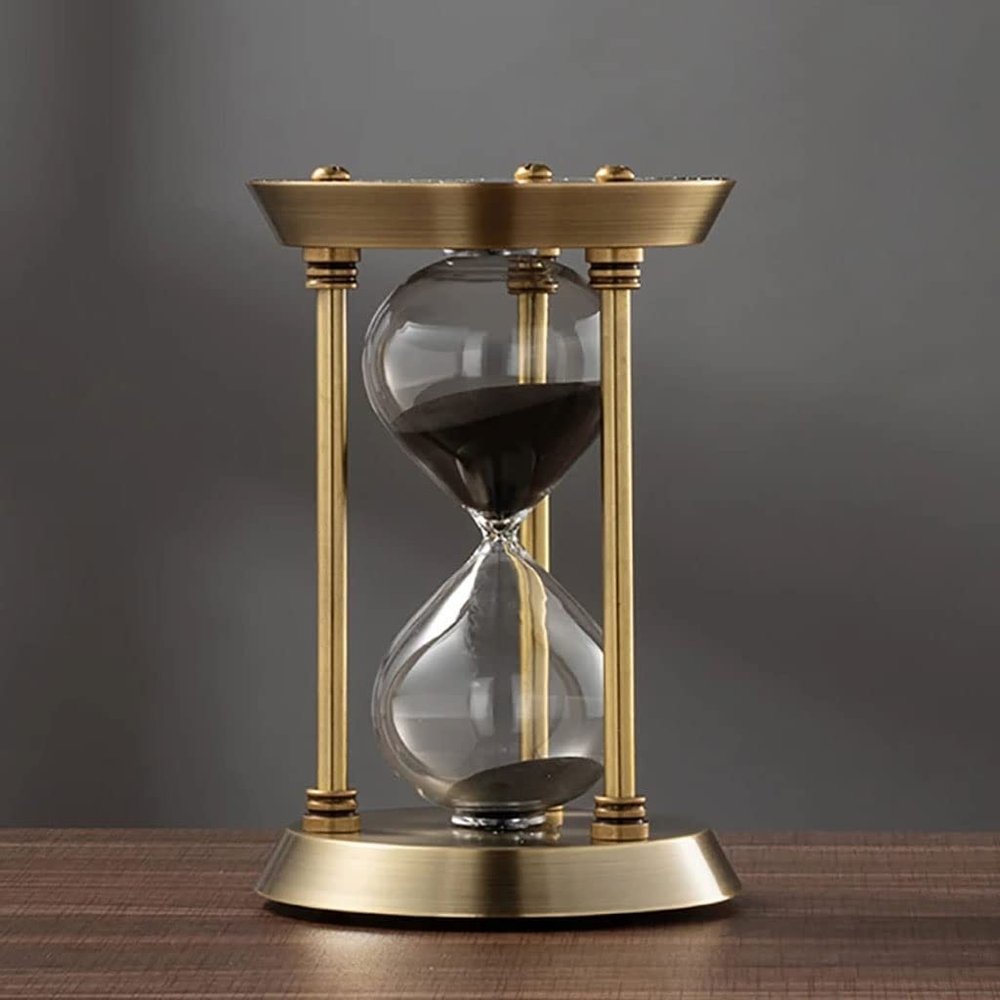 AZENHUA Three-Pillar Metal 15 Minutes Sand Timer Sand Watch for Home Office Desk Decorations (A 15min) (B 15min) (A 15min)