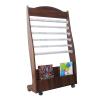 House Magazine Rack Magazine Stand Simple Newspaper Rack Office Wooden Newspaper Rack Floor Standing Magazine Rack Vertical Book Rack Walnut Newspaper Rack with Six Newspaper Clips and Pulleys Floor view 2