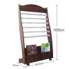 House Magazine Rack Magazine Stand Simple Newspaper Rack Office Wooden Newspaper Rack Floor Standing Magazine Rack Vertical Book Rack Walnut Newspaper Rack with Six Newspaper Clips and Pulleys Floor view 3