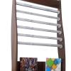 House Magazine Rack Magazine Stand Simple Newspaper Rack Office Wooden Newspaper Rack Floor Standing Magazine Rack Vertical Book Rack Walnut Newspaper Rack with Six Newspaper Clips and Pulleys Floor view 4