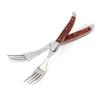 24 Pieces Wood Silverware Set for 12 Red Coloured Wooden Handle Luxury Beautifully Flatware Set Elegant Tableware Set 18/10 Stainless Steel Cutlery Utensil Sets for Home Restaurant Dishwasher Safe view 2