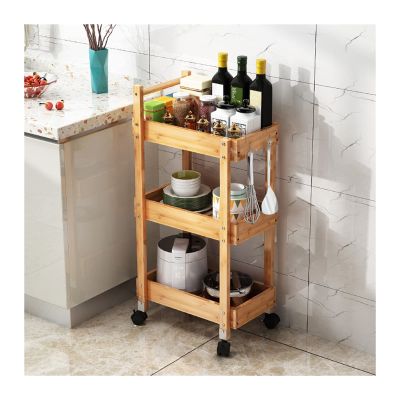 Kitchen Storage Rack MDF Rack Bedroom Kitchen Trolley Home Storage Rack Removable Bathroom Wheeled Trolley Living Room Shelf Rotating Storage Rack Kitchen, Grey
