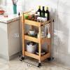 Kitchen Storage Rack MDF Rack Bedroom Kitchen Trolley Home Storage Rack Removable Bathroom Wheeled Trolley Living Room Shelf Rotating Storage Rack Kitchen, Grey view 2
