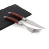 8 Pieces Wood Silverware Set for 4 Red Coloured Wooden Handle Luxury Beautifully Flatware Set Elegant Tableware Set 18/10 Stainless Steel Cutlery Utensil Sets for Home Restaurant Dishwasher Safe view 3