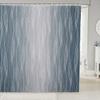 Erosebridal Boys Blue and Greyish White Shower Curtain 72" Wx72 L Abstract Ombre Bath Geometric Silver Striped Modern Fashion Wavy Line Bathroom Accessories 12 Hooks view 1