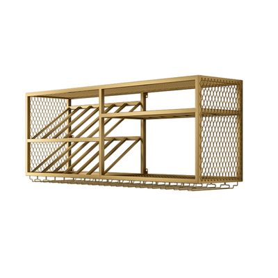 Wine Rack Wall Mounted Bar Shelves with Wine Glass Rack Mini Bar Liquor Bottle Display Shelf Bar Cabinet for Liquor Whiskey Shelf Kitchen Shelf Rack for Wine Glass Storage for Home Bar Dining Room ( C