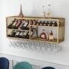 Wine Rack Wall Mounted Bar Shelves with Wine Glass Rack Mini Bar Liquor Bottle Display Shelf Bar Cabinet for Liquor Whiskey Shelf Kitchen Shelf Rack for Wine Glass Storage for Home Bar Dining Room ( C view 2