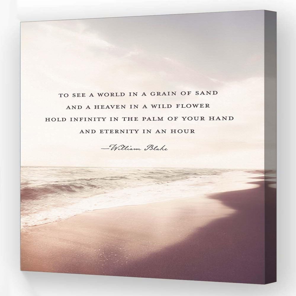 Jelyfisg To See A World In A Grain of Sand Poetry Quote Wall Art Poem Poster Kitchen Painting Hanging Modern Decoration Giclee Art for Hallway Prints (12.00''x18.00'',Framed)