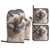 CSGJMYGS Oven Mitts and Pot Holders Set of 4 Heat Resistant Oven Glove and Hot Pads Beautiful Siamese Cat Kitchen Oven Mittens Non-Slip Potholder for Cooking Baking Grilling view 1