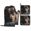Oven Mitts and Pot Holders Set of 4 Heat Resistant Oven Glove and Hot Pads Dog Lying on The Sofa Kitchen Oven Mittens Non-Slip Potholder for Cooking Baking Grilling view 1