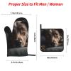 Oven Mitts and Pot Holders Set of 4 Heat Resistant Oven Glove and Hot Pads Dog Lying on The Sofa Kitchen Oven Mittens Non-Slip Potholder for Cooking Baking Grilling view 2