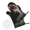 Oven Mitts and Pot Holders Set of 4 Heat Resistant Oven Glove and Hot Pads Dog Lying on The Sofa Kitchen Oven Mittens Non-Slip Potholder for Cooking Baking Grilling view 3