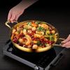 GFHVDC Paella Pan Gold Stainless Steel Skillet Pan Large Skillet,Griddle,Large Saute Pan with Lid,Jumbo Cooker,Induction Pan,Dishwasher and Oven Safe For Home Cooking,Gold,32CM view 3