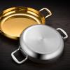 GFHVDC Paella Pan Gold Stainless Steel Skillet Pan Large Skillet,Griddle,Large Saute Pan with Lid,Jumbo Cooker,Induction Pan,Dishwasher and Oven Safe For Home Cooking,Gold,32CM view 4