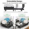 SNTD Dish Drying Rack, Expandable Dish Rack for Kitchen Counter, Stainless Steel Dish Drainer with Drainboard Set and Utensil Holder (Black) view 3