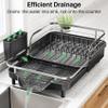 SNTD Dish Drying Rack, Expandable Dish Rack for Kitchen Counter, Stainless Steel Dish Drainer with Drainboard Set and Utensil Holder (Black) view 4