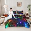 Manfei Gamepad Bed Comforter Set Queen Size,Modern Video Game Controller Super Soft Microfiber Bedding Set for Adults Teens,Rainbow Neon Lights Glowing Crossed Stripes Comforter Set,2 Pillows view 2