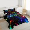 Manfei Gamepad Bed Comforter Set Queen Size,Modern Video Game Controller Super Soft Microfiber Bedding Set for Adults Teens,Rainbow Neon Lights Glowing Crossed Stripes Comforter Set,2 Pillows view 3
