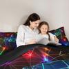 Manfei Gamepad Bed Comforter Set Queen Size,Modern Video Game Controller Super Soft Microfiber Bedding Set for Adults Teens,Rainbow Neon Lights Glowing Crossed Stripes Comforter Set,2 Pillows view 4