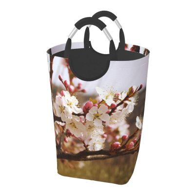 Laundry Basket Freestanding Laundry Hamper Plum Tree Blossom Collapsible Clothes Baskets Waterproof Tall Dirty Clothes Hamper for Dorm Bathroom Laundry Room Storage Washing Bin