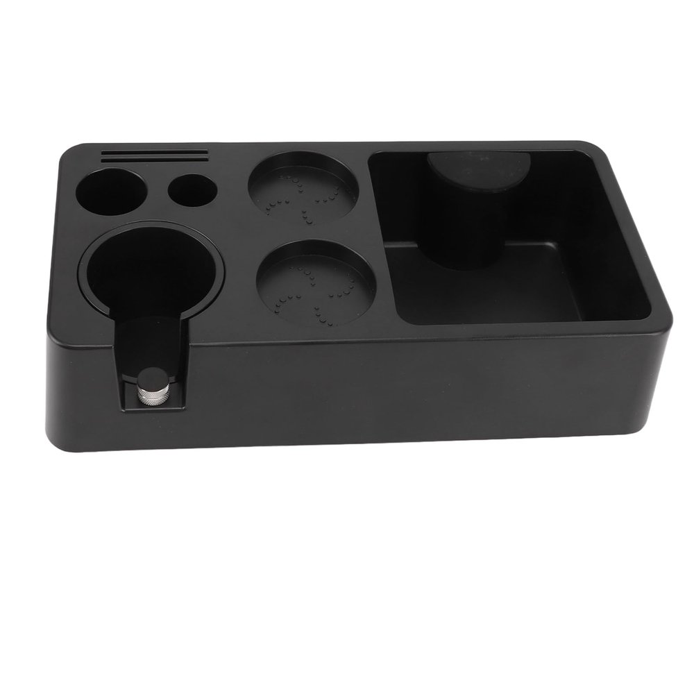 Espresso Tamper Station, Coffee Tamping Station ABS Modern Multifunctional Coffee Filter Tamper Holder Portafilter Stand for Home Cafe Bar (Black)