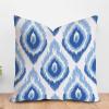 ArogGeld Peacock Feather Blue Ikat Cushion Cover Abstract Bukhara Ikat Ethnic Oriental Pillow Covers Chinoiserie Accent Pillow for Office Car Chair Sofa 28x28in White Linen view 1