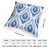ArogGeld Peacock Feather Blue Ikat Cushion Cover Abstract Bukhara Ikat Ethnic Oriental Pillow Covers Chinoiserie Accent Pillow for Office Car Chair Sofa 28x28in White Linen view 2