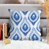 ArogGeld Peacock Feather Blue Ikat Cushion Cover Abstract Bukhara Ikat Ethnic Oriental Pillow Covers Chinoiserie Accent Pillow for Office Car Chair Sofa 28x28in White Linen view 4
