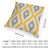 ArogGeld Ikat Textile Gray and Yellow Sofa Pillow Cover Aztec Geometry Boho Ikat Decorative Cushion Covers Asian Scenic Chinoiserie Farmhouse Toss Pillows for Bedroom 28x28in White Flax view 2