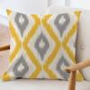 ArogGeld Ikat Textile Gray and Yellow Sofa Pillow Cover Aztec Geometry Boho Ikat Decorative Cushion Covers Asian Scenic Chinoiserie Farmhouse Toss Pillows for Bedroom 28x28in White Flax view 3