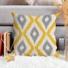 ArogGeld Ikat Textile Gray and Yellow Sofa Pillow Cover Aztec Geometry Boho Ikat Decorative Cushion Covers Asian Scenic Chinoiserie Farmhouse Toss Pillows for Bedroom 28x28in White Flax view 4