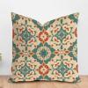 ArogGeld Aztec Geometry Boho Ethnic Sofa Pillow Cover Orange and Tan Geometric Ikat Farmhouse Cushion Covers White Linen Oriental Toile Chinoiserie Accent Pillow for Sofa Living Room 28x28in view 1