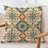 ArogGeld Aztec Geometry Boho Ethnic Sofa Pillow Cover Orange and Tan Geometric Ikat Farmhouse Cushion Covers White Linen Oriental Toile Chinoiserie Accent Pillow for Sofa Living Room 28x28in view 3