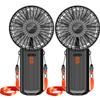 2 Pack Portable Handheld Fan, Mini Hand Held Fan, 6-15H Cooling Small Personal Fan, 180 Foldable Mini Desk Fan with 4 Quiet Speed, Neck Fan w/Lanyard for Kids Women Men Travel Outdoor Office, Black view 1