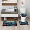 DESIHOM 4Pcs Sea Shark Shower Curtain Sets with Non-Slip Rug, U Shape and Toilet Lid Cover Mat, Ocean Home Bathroom Decor Set Accessories with 12 Hooks, 72 x 72 Inch view 4
