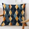 ArogGeld Orange Blue Diamond Geometric Throw Pillow Cushion Aztec Geometry Boho Ikat Throw Pillow Asian Style Chinoiserie Throw Pillow Case for Sofa Living Room 28x28in White Linen view 3