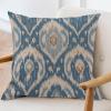 ArogGeld Chinoiserie Chic Asian Cushion Cover Indigo Blue Antique Bukhara Ikat Sofa Pillow Cover Tan Blue Ikat Ethnic Boho Throw Pillowcase for Office Car Chair Sofa 28x28in White Flax view 3