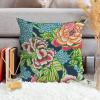 ArogGeld Pink and Blue Chinoiserie Peony Flower Cushion Cover Vintage Asian Style Peony Floral Throw Pillow Cushion Chinoiserie Double Side Accent Pillow for Bedroom 28x28in White Linen view 4